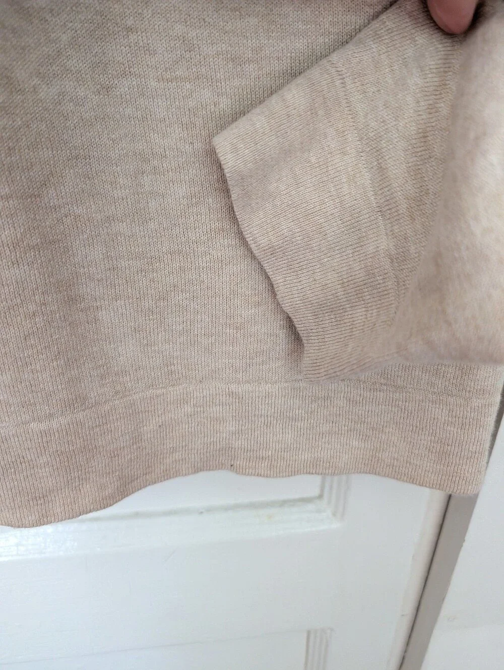 J. Crew L Teddie Pullover Beige Crewneck Lightweight Sweater 2025 Minimalist